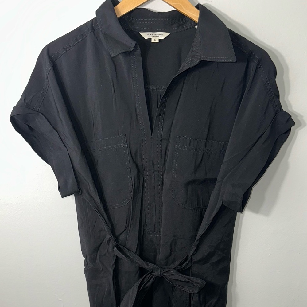 Max Studio Black Casual Button Down Shirt